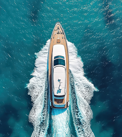 Luxury Yacht above shot